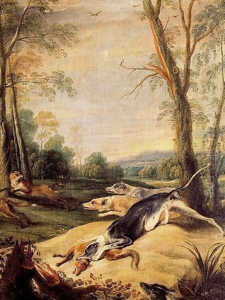 Foxes persecuted by dogs - view 1