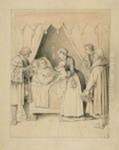 Martin Luther Am Sterbebett. by Adrian Ludwig Richter