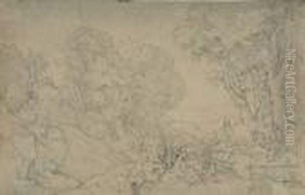 Junilandschaft Mit Hirtenfamilie Und Liebespaar. 1859 - view 1
