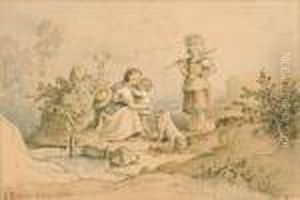 Auf Dem Felde I. by Adrian Ludwig Richter