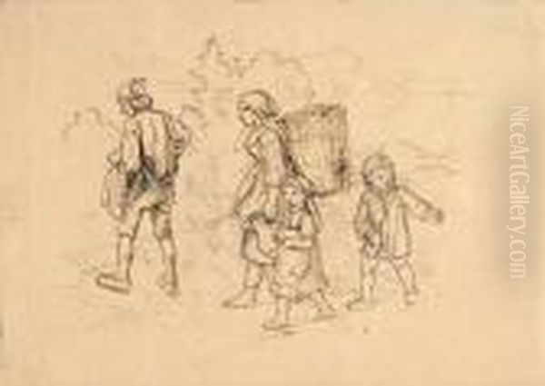 Bauernfamilie Auf Dem Weg Zur Arbeit. - view 1
