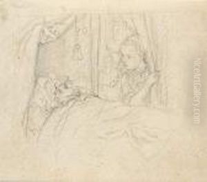 Rotkappchen Findet Den Wolf In Grosmutters Bett. by Adrian Ludwig Richter