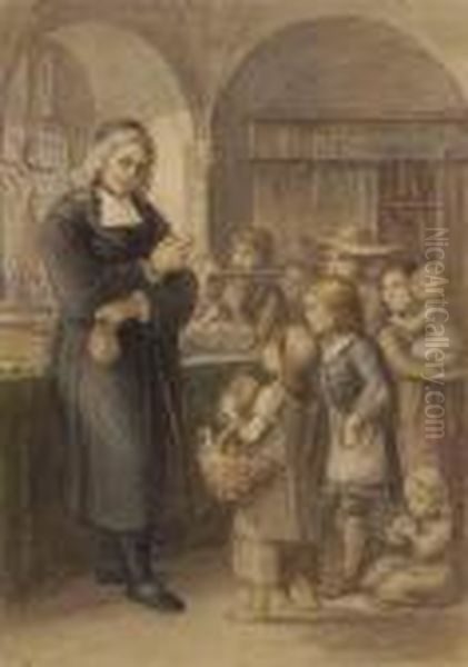 A Reverend Giving Children Alms And Instructions - view 1