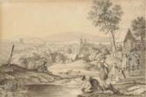 View Of Clausthal-zellerfeld by Adrian Ludwig Richter