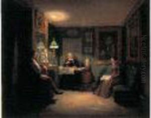 Famille Dans Un Interieur by Adrian Ludwig Richter
