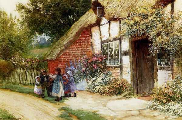 Children Playing Outside A Cottage - view 1