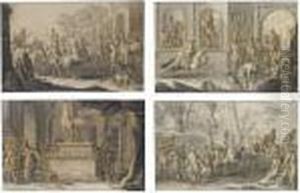 Sixteen Scenes Of The Breaking And Schooling Of Horses by Johann Elias Ridinger or Riedinger
