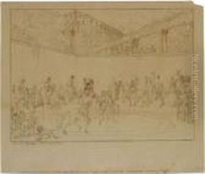 A Riding School by Johann Elias Ridinger or Riedinger