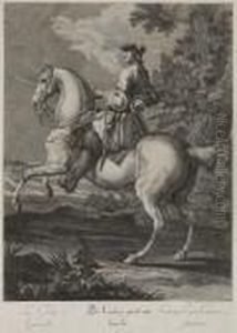 "die Postur Eines Reuters..." - "der Galop Gerad Aus Lincks" - "changieren Rechts". by Johann Elias Ridinger or Riedinger