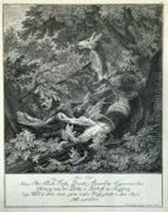 Hirschkuh Mit Weissem Kopf by Johann Elias Ridinger or Riedinger