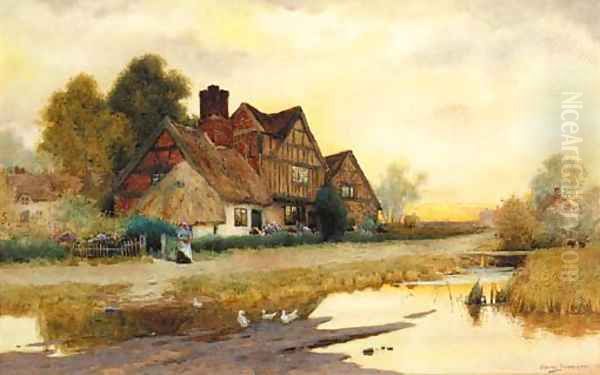 A Figure before a Cottage at Market Drayton, Shropshire - view 1