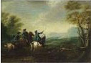 A Hunting Scene by Johann Elias Ridinger or Riedinger