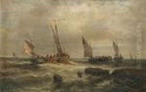 Fishing Barges At Sea