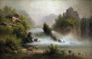 Der Rheinbachfall Bei Schaffhausen by Albert Rieger