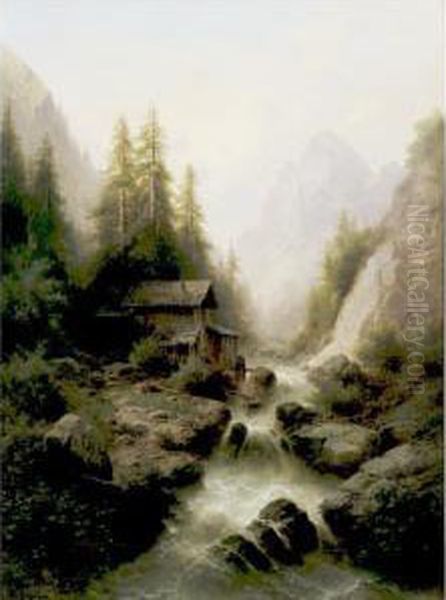 Old Watermill By The Waterfall - view 1