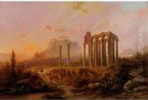 View Of The Olympieum And The Acropolis by Albert Rieger