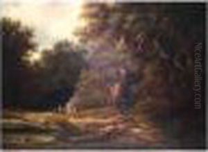 A Woodland Camp by Albert Rieger