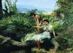 Roman Idyll - Fishing by Henryk Hector Siemiradzki