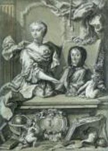 Jeune Femme Presentant Le Portrait De Sa Mere by Hyacinthe Rigaud