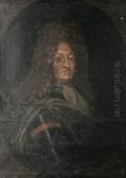 Portrait Of Louis Xiv, Bust-length, Within A Painted Oval - view 1