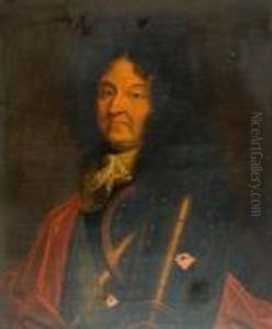 In The Manner Of Hyacinthe Rigaud, Half Length Portrait Of King Louis Xiv Wearing Armour by Hyacinthe Rigaud