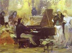 Chopin Performing In The Guest Hall 1887 by Henryk Hector Siemiradzki