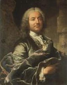 Portrait D'homme En Buste, Portant Une Redingote Bleue Et Une Capeen Velours