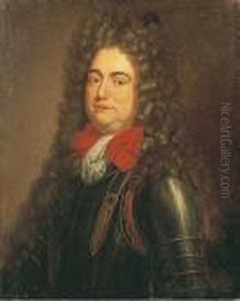 Potrait D'homme En Armure Au Noeud Rouge - view 1