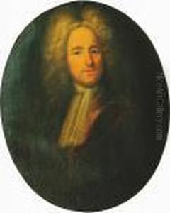 A Three Quarter Length Portrait Of A Gentleman In A Powdered Wig by Hyacinthe Rigaud
