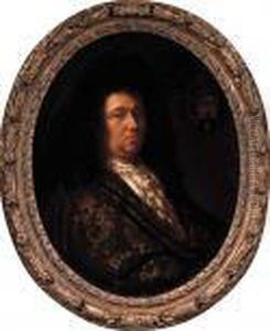 Portrait Of A Nobleman, Half 
Length, Wearing A Gold-embroidered Brown Cloak, Lace Chemise And Wig
