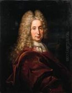 Portrait Of A Gentleman, Half-length, In A Pink Coat And Burgundywrap by Hyacinthe Rigaud