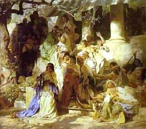 Christ And Sinner The First Meeting Of Christ And Mary Magdalene Detail 1873 by Henryk Hector Siemiradzki