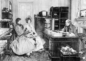 In the Solicitors Office, engraved by James Dobie b.1849 by Walter-Dendy Sadler