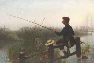 Fishing at twilight by Walter-Dendy Sadler