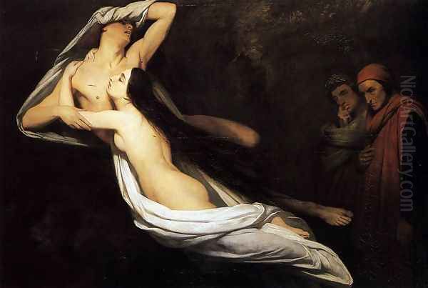 The Ghosts of Paolo and Francesca Appear to Dante and Virgil 1835 by Ary Scheffer