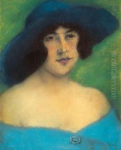 Portrait Of A Woman In A Blue Hat