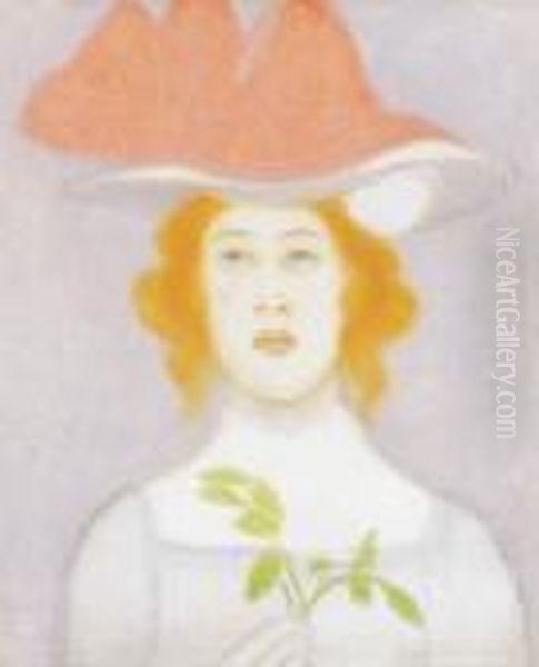 Red Haired Woman In Hat - view 1