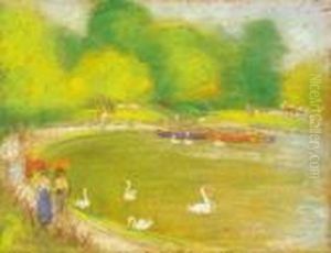 Punters On The Varosliget Lake by Jozsef Rippl-Ronai