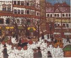 Scene De Rue A Paris by Jozsef Rippl-Ronai