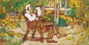 Piacsek Bacsi Ujsagot Olvas, 1908 by Jozsef Rippl-Ronai