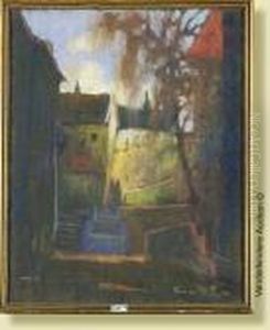 Vieuxquartier De Budapest, 
Pastel Sur Papier. Signe En Bas A Droiteronai Et Date 1924. Ecole 
Hongroise. Dim.: 50x40cm by Jozsef Rippl-Ronai