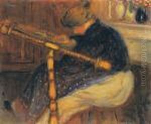Embroidering Woman by Jozsef Rippl-Ronai
