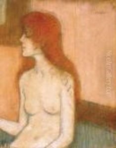 Red- Haired Sitting Nude by Jozsef Rippl-Ronai
