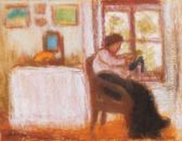 Sewing Woman By The Window (toeing A Sock) - view 1
