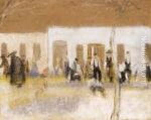 The Main Street Of Kapos Being Paved by Jozsef Rippl-Ronai