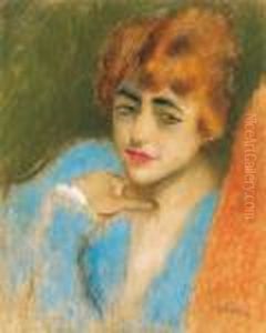 Girl In Blue Dress by Jozsef Rippl-Ronai