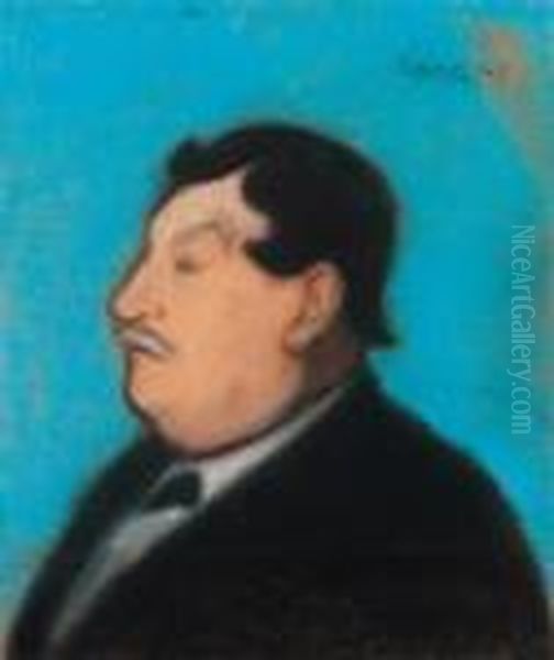 Portrait Of A Man, With Blue Background - view 1