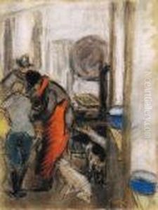 Flox Es Filox In The Kitchen by Jozsef Rippl-Ronai