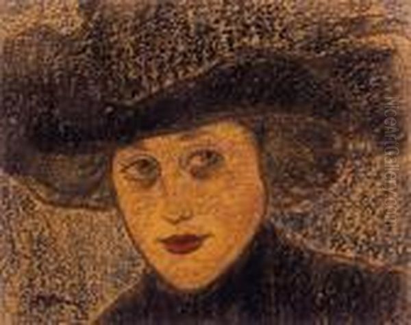 Woman In Black Hat, About 1910 - view 1