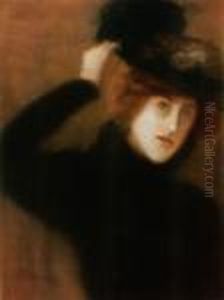 Young Parisian Woman With Flowery Hat, Late 1890s by Jozsef Rippl-Ronai